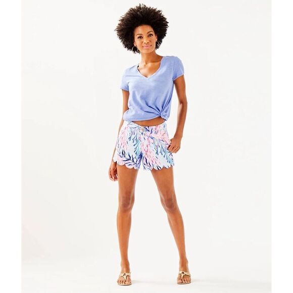 Lilly Pulitzer Buttercup Stretch Short In Crew Blue Tint Kaleidoscope Size 12 - Picture 1 of 11